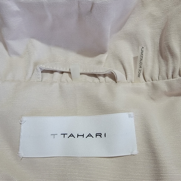 T TAHARI Callie Beige Belted Shawl Collar Trench Blazer Coat Sz Small - Picture 12 of 15